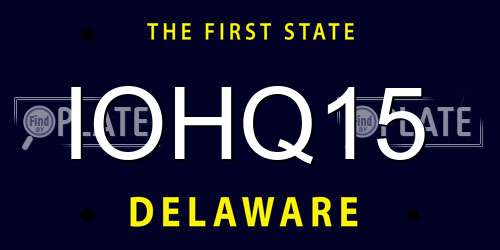 IOHQ15 Delaware License Plate