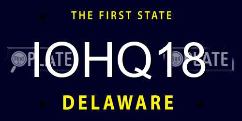 IOHQ18 Delaware License Plate
