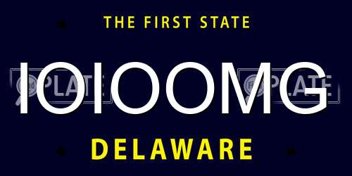 IOIOOMG Delaware License Plate