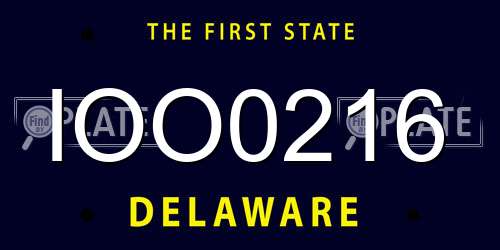 IOO0216 Delaware License Plate