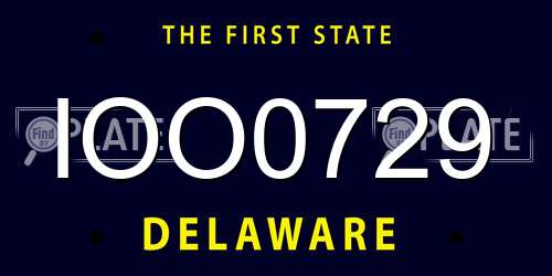IOO0729 Delaware License Plate