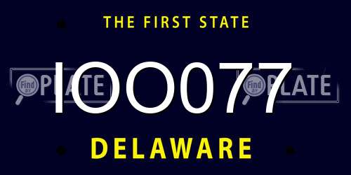 IOO077 Delaware License Plate