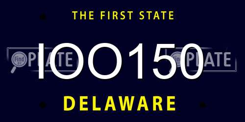 IOO150 Delaware License Plate