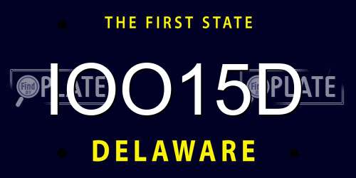 IOO15D Delaware License Plate