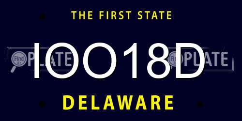 IOO18D Delaware License Plate