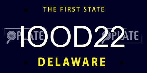 IOOD22 Delaware License Plate