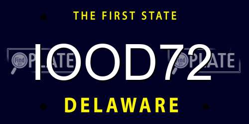 IOOD72 Delaware License Plate