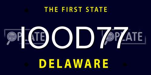 IOOD77 Delaware License Plate
