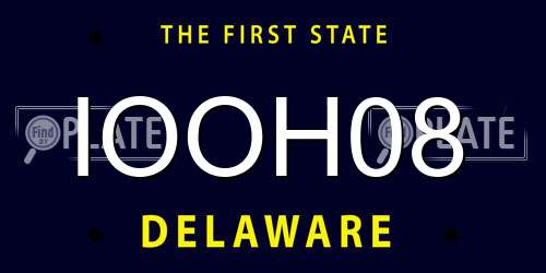 IOOH08 Delaware License Plate