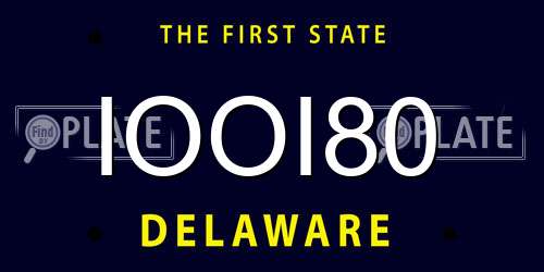 IOOI80 Delaware License Plate