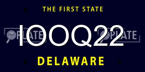IOOQ22 Delaware License Plate