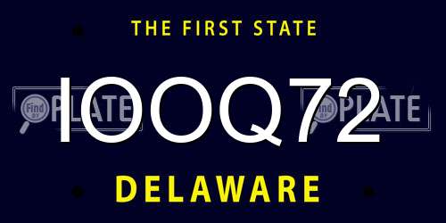 IOOQ72 Delaware License Plate