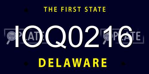 IOQ0216 Delaware License Plate
