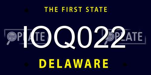 IOQ022 Delaware License Plate
