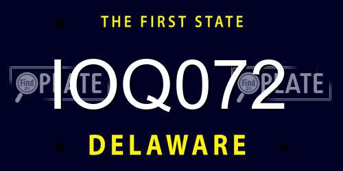 IOQ072 Delaware License Plate