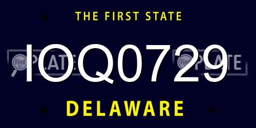 IOQ0729 Delaware License Plate
