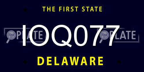IOQ077 Delaware License Plate