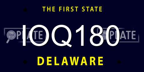 IOQ180 Delaware License Plate