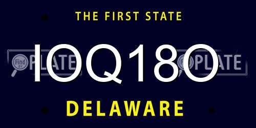 IOQ18O Delaware License Plate