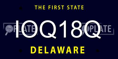 IOQ18Q Delaware License Plate