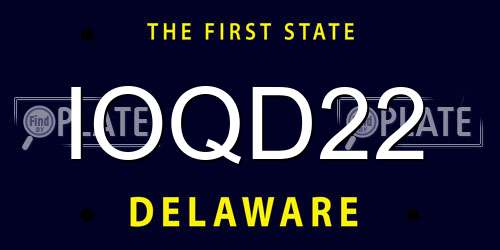 IOQD22 Delaware License Plate