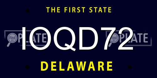 IOQD72 Delaware License Plate