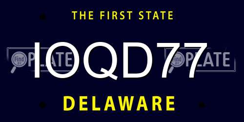 IOQD77 Delaware License Plate