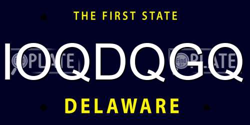IOQDQGQ Delaware License Plate