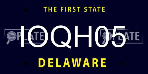 IOQH05 Delaware License Plate