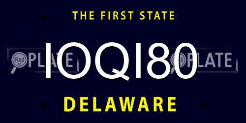 IOQI80 Delaware License Plate
