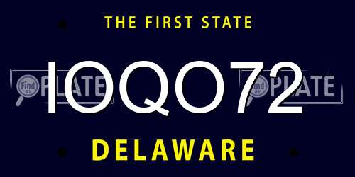 IOQO72 Delaware License Plate