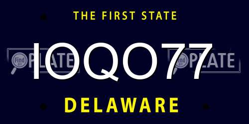 IOQO77 Delaware License Plate