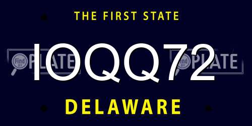 IOQQ72 Delaware License Plate