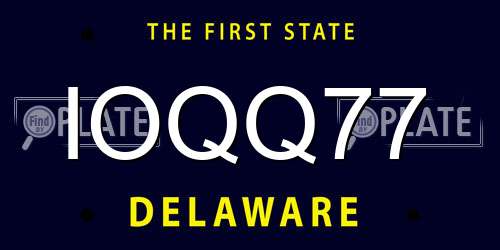 IOQQ77 Delaware License Plate