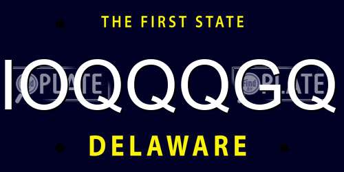 IOQQQGQ Delaware License Plate
