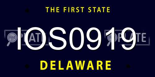 IOS0919 Delaware License Plate