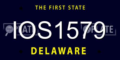 IOS1579 Delaware License Plate