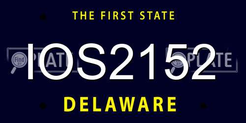 IOS2152 Delaware License Plate