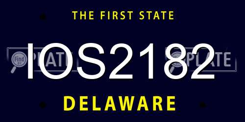 IOS2182 Delaware License Plate