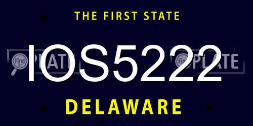 IOS5222 Delaware License Plate