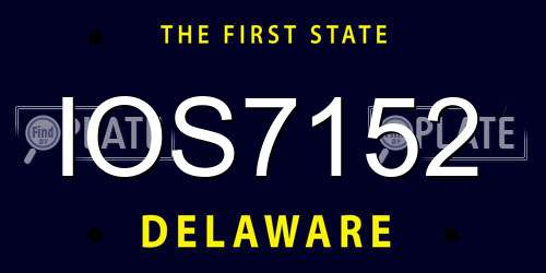 IOS7152 Delaware License Plate