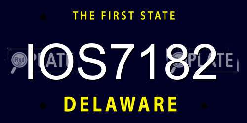 IOS7182 Delaware License Plate