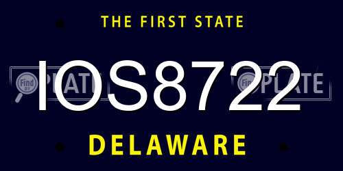 IOS8722 Delaware License Plate