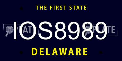 IOS8989 Delaware License Plate