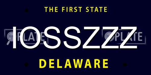 IOSSZZZ Delaware License Plate