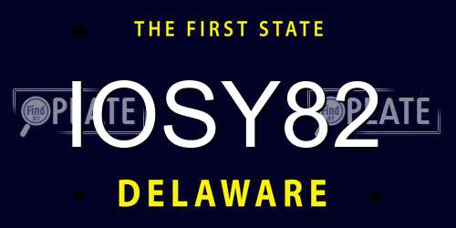 IOSY82 Delaware License Plate