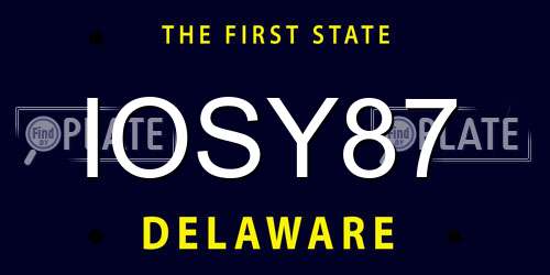 IOSY87 Delaware License Plate
