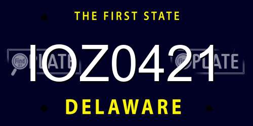 IOZ0421 Delaware License Plate