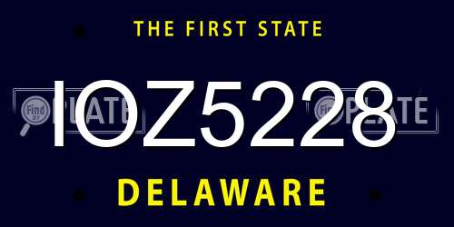 IOZ5228 Delaware License Plate