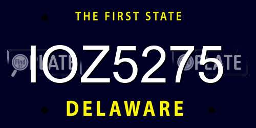 IOZ5275 Delaware License Plate